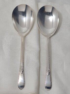 Rogers Bros "Adoration" Berry Serving Spoons Silverplate Set of 2